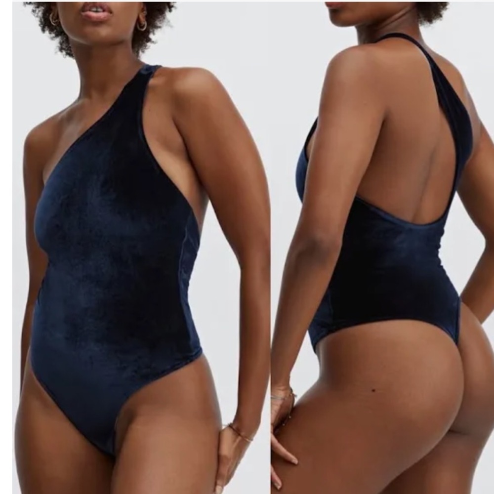 Fabletics One shoulder navy bodysuit